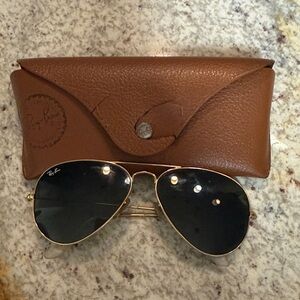 Ray-Ban Gold and Black Aviator Sunglasses